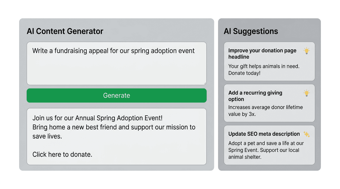 Bloom AI content generator and optimization suggestions dashboard